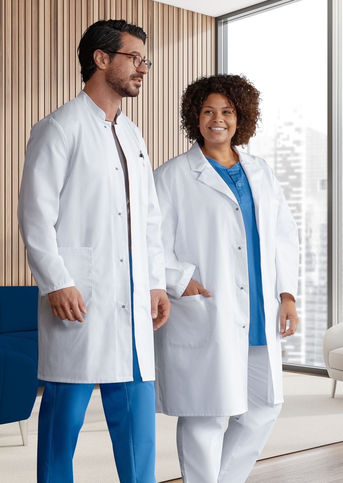 BP® Lange katoenen jas voor haar & hem – Unisex Werkjas 100% Katoen met Opstaande Kraag