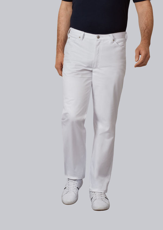 BP® stretch herenjeans wit met five-pocket design en sierstiksel