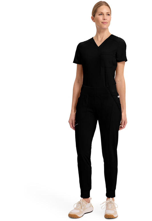 Cherokee Mid Rise Tapered Leg Jogger Pant met ribgebreide tailleband en reflecterende details CKE110A
