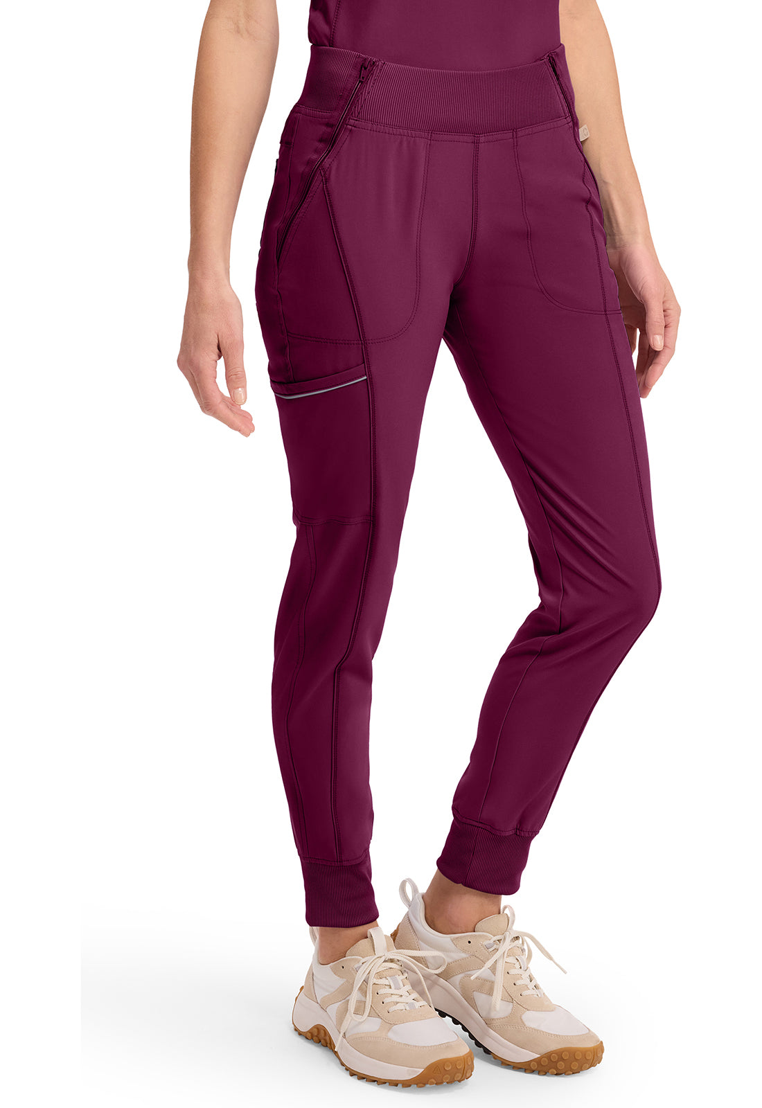Mid Rise Tapered Leg Jogger Pant met ribgebreide tailleband en reflecterende details CKE110A