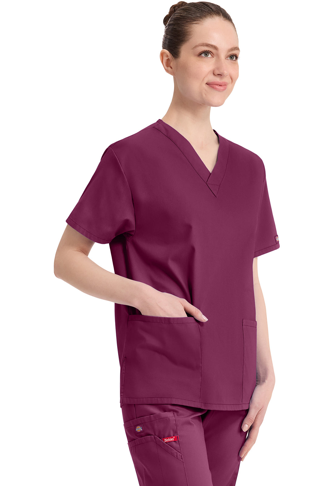 Top met V-hals in Caribisch blauw dames met modern classic pasvorm en zijsplitten DKE86706