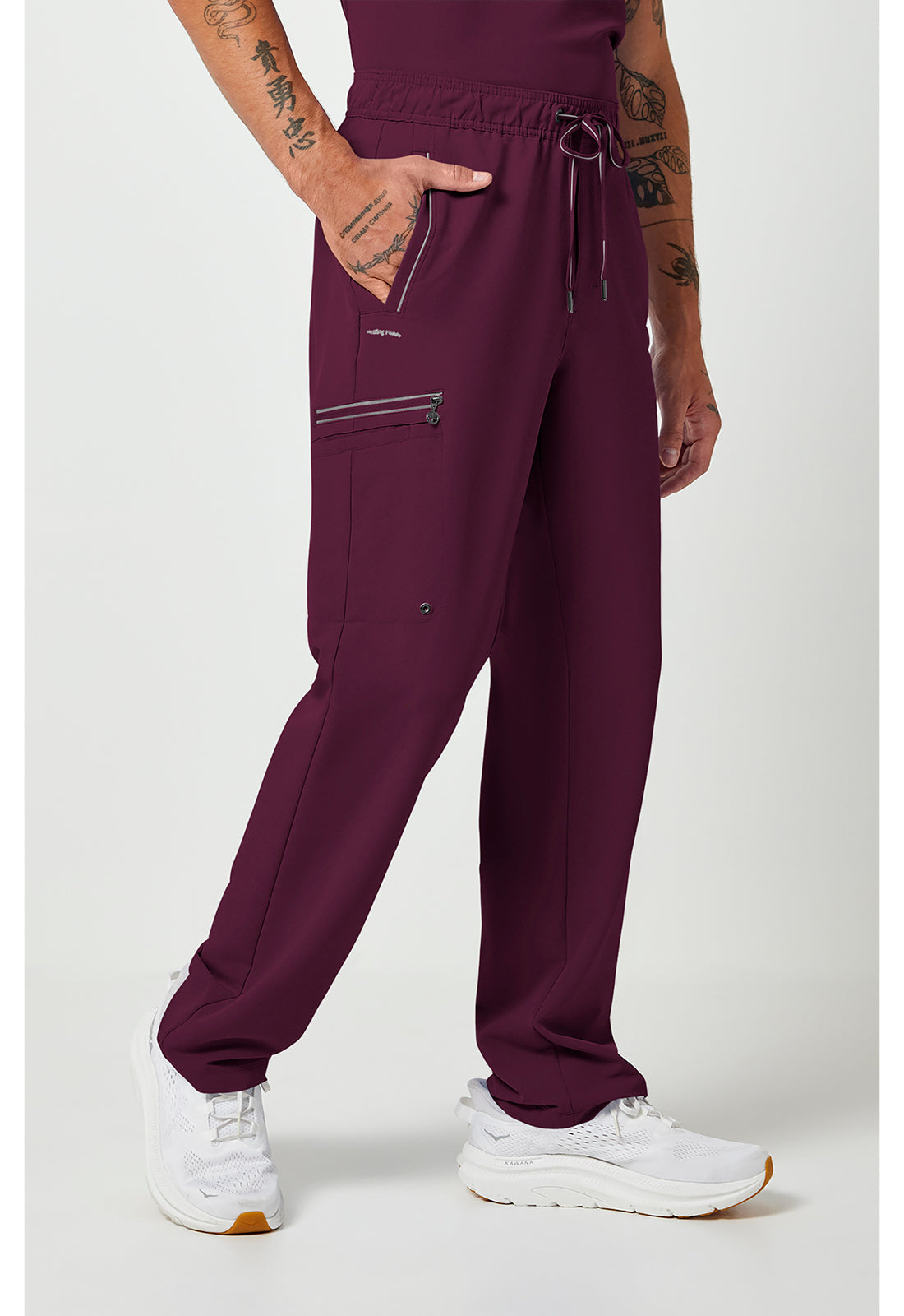 Noah-broek met middelhoge taille en rechte pijpen met stretchmateriaal