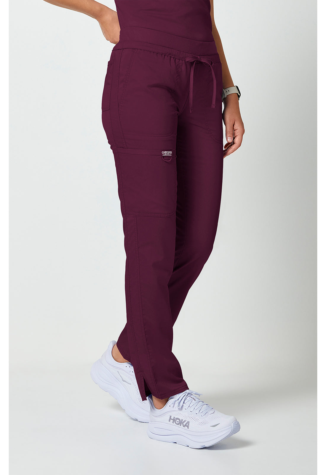 Trekkoordbroek met middelhoge taille en taps toelopende pijpen met elastische tailleband