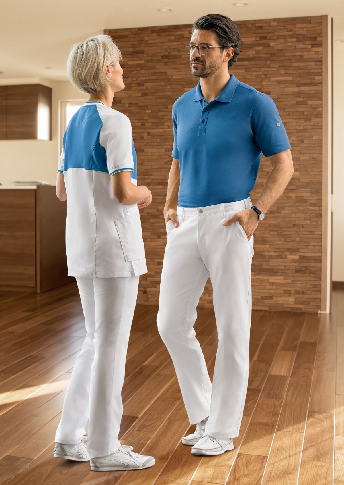 BP® katoenen chinobroek voor heren wit met modern fit en 100% katoen