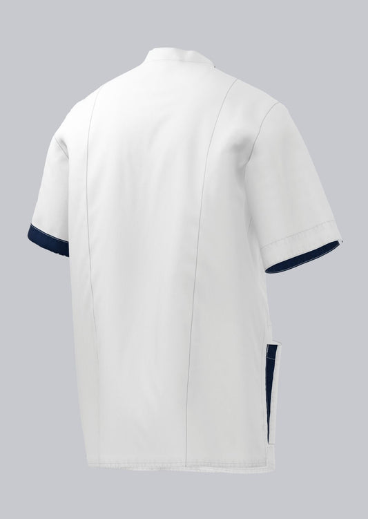 BP heren zorgtuniek met regular fit, drukknoopsluiting en smartphonezak in wit met kleuraccenten