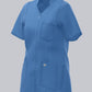 BP lichte dames zorgtuniek in azuurblauw met ademende stretchstof en moderne pasvorm