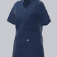 BP lichte dames zorgtuniek in nachtblauw met stretch, V-hals en drukknoopsluiting voor zorgprofessionals
