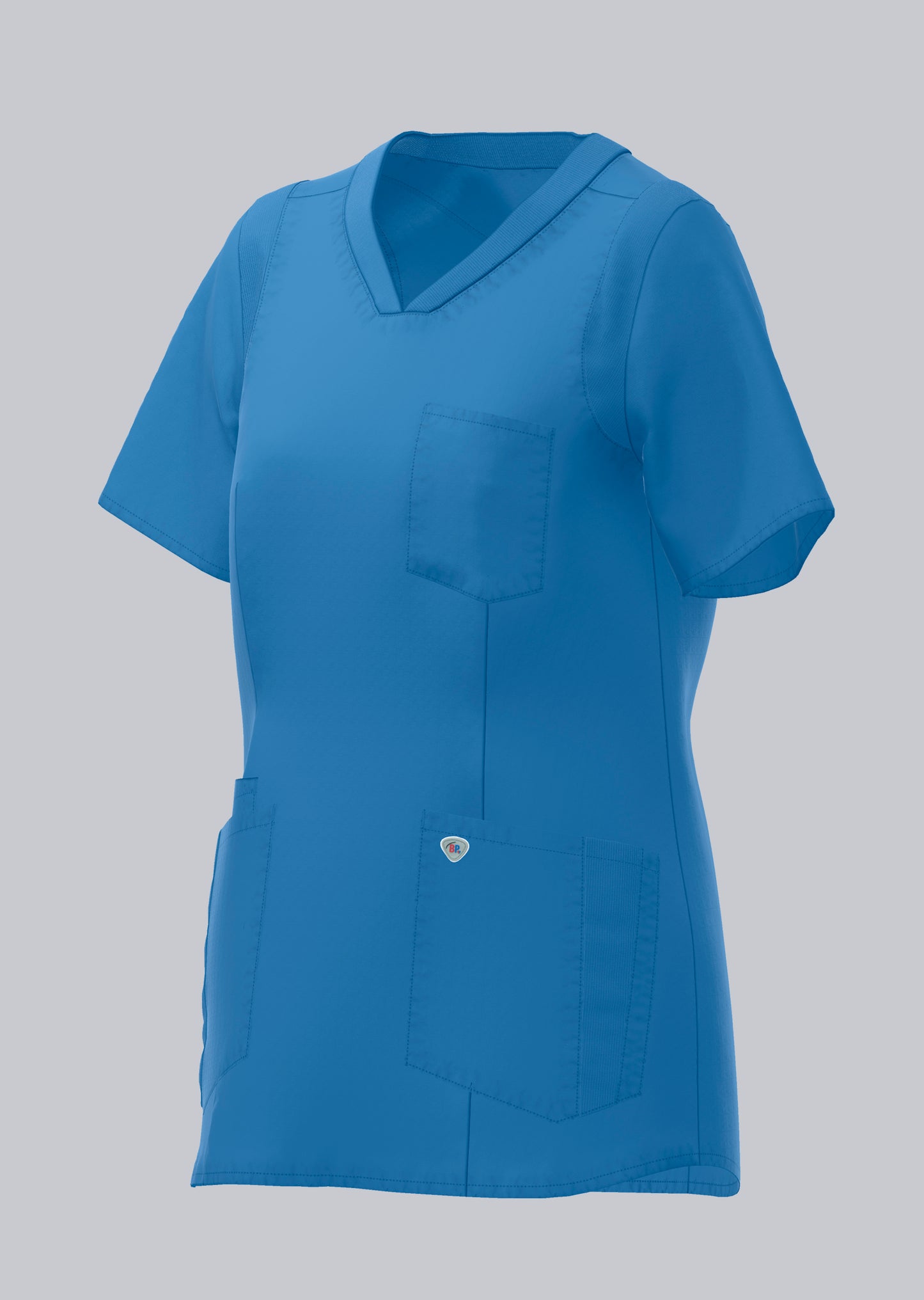 BP lichte dames zorgtuniek in azuurblauw met ademende stretchstof en comfortabele fit
