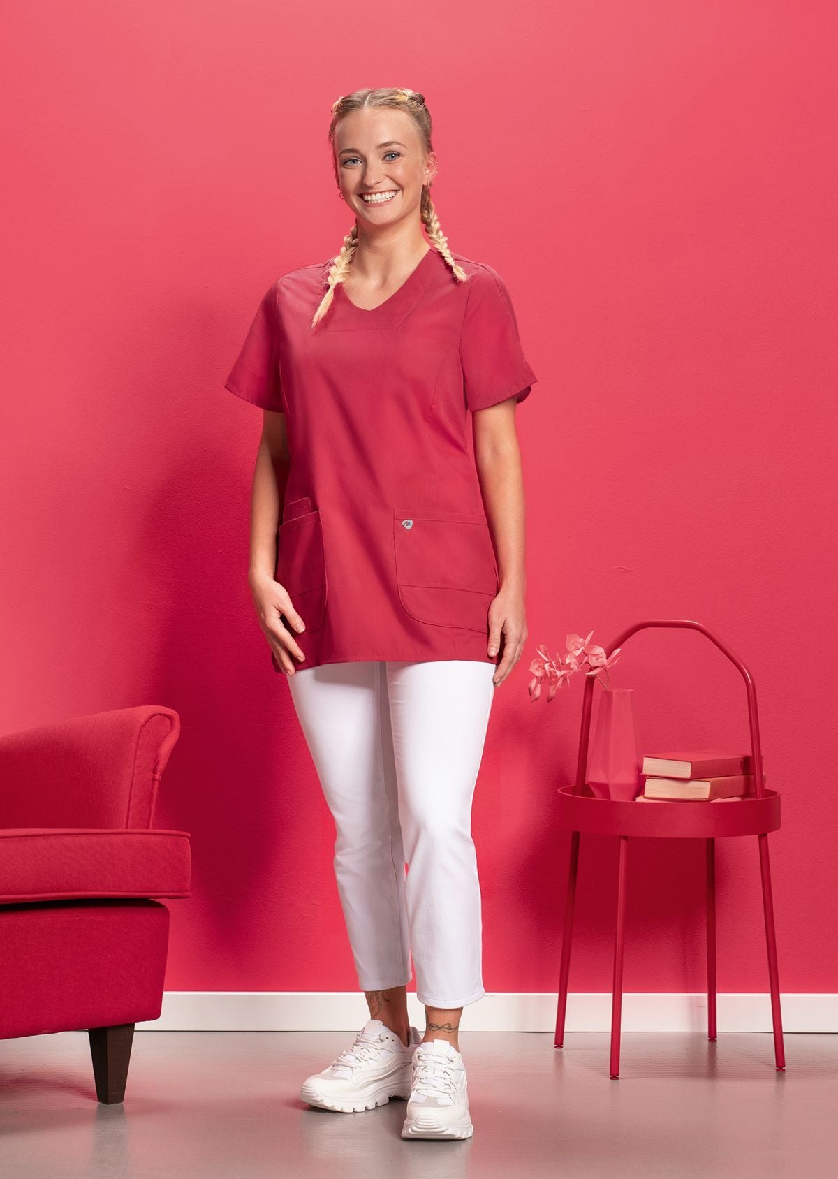 BP lichte dames zorgtuniek met stretchstof, V-hals zonder inkijk en lichtgewicht ademend ontwerp