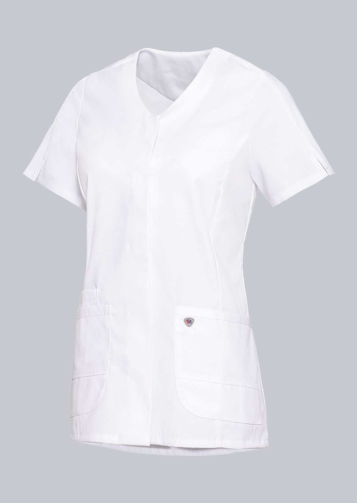 BP korte stretch damesjas met drukknoopsluiting en lichtgewicht ademende stof voor professioneel gebruik