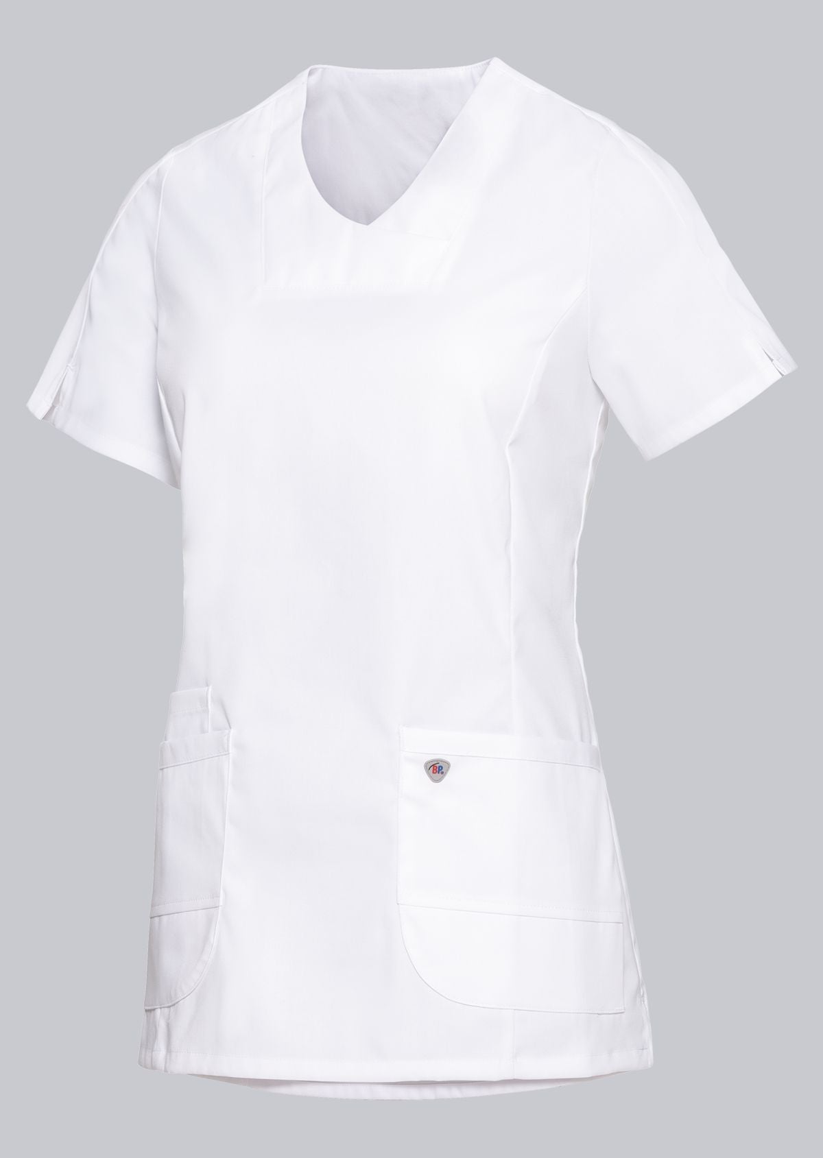 BP stretch damestuniek met extra elastische stof, V-hals zonder inkijk en slanke pasvorm voor zorgprofessionals