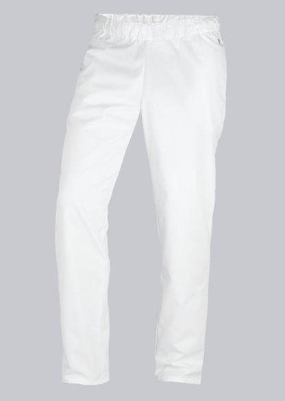 BP® Tencel™-pantalon voor haar & hem unisex wit met Lyocell vezels en elastische taille met tunnelkoord