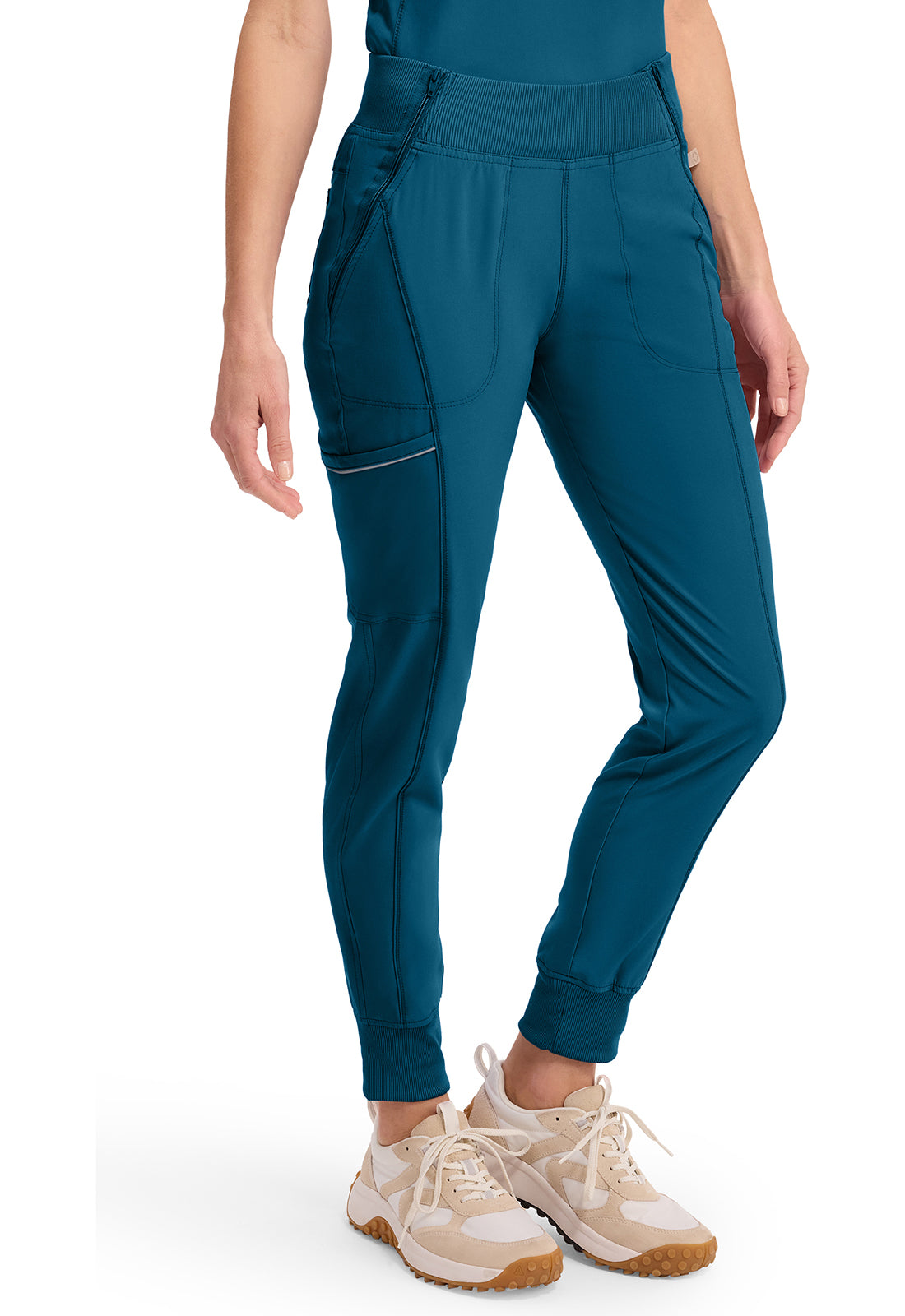 Mid Rise Tapered Leg Jogger Pant met ribgebreide tailleband en reflecterende details CKE110A