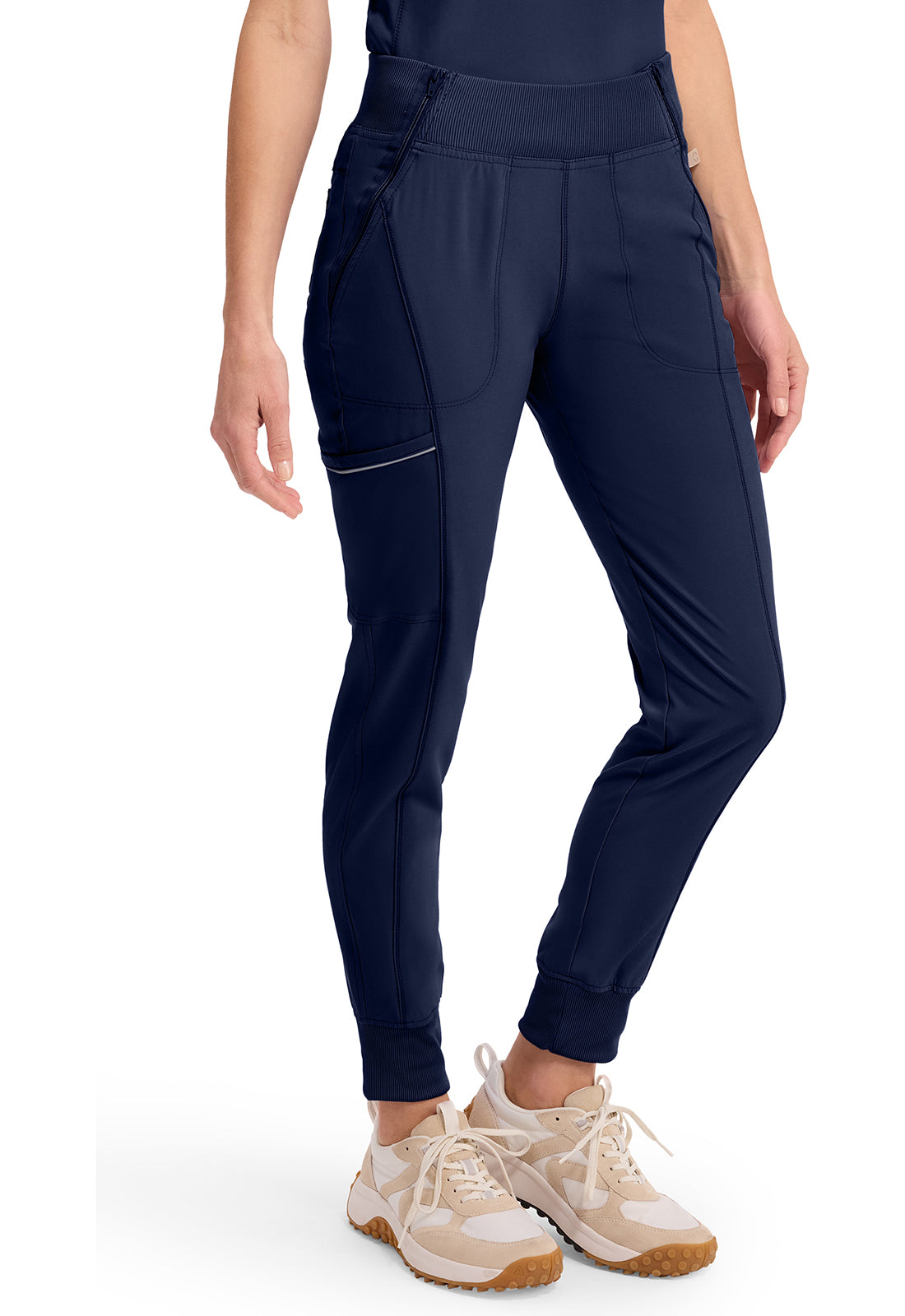 Mid Rise Tapered Leg Jogger Pant met ribgebreide tailleband en reflecterende details CKE110A