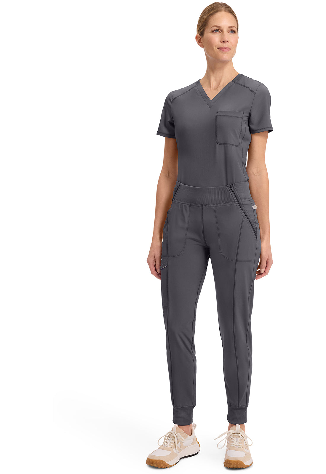 Mid Rise Tapered Leg Jogger Pant met ribgebreide tailleband en reflecterende details CKE110A
