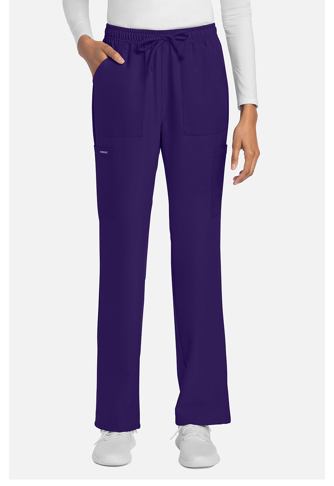 Rechte broek met middelhoge taille en elastische tailleband met trekkoord CKE272A