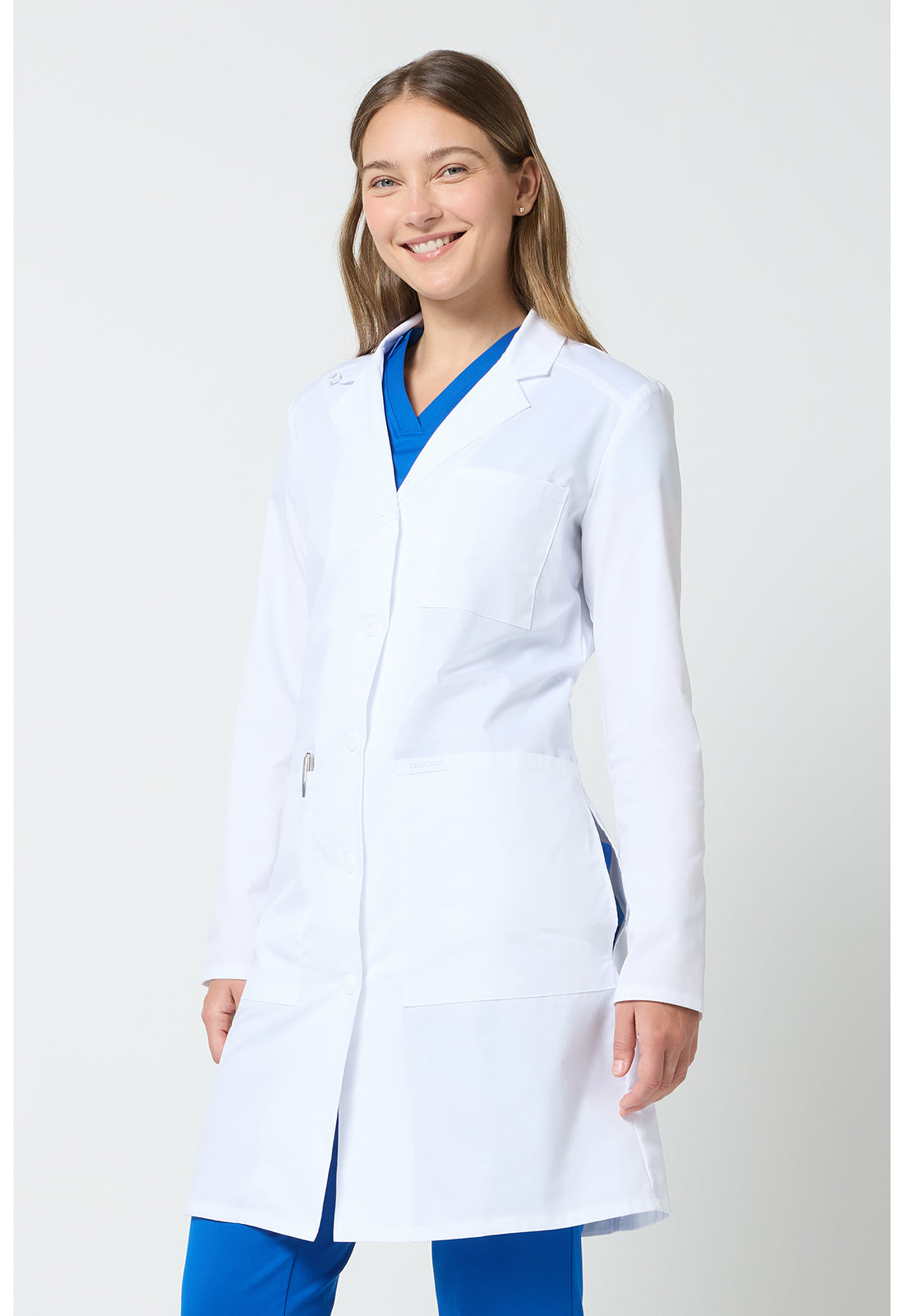 37" laboratoriumjas met prinsessennaden en mechanische stretch CKE421