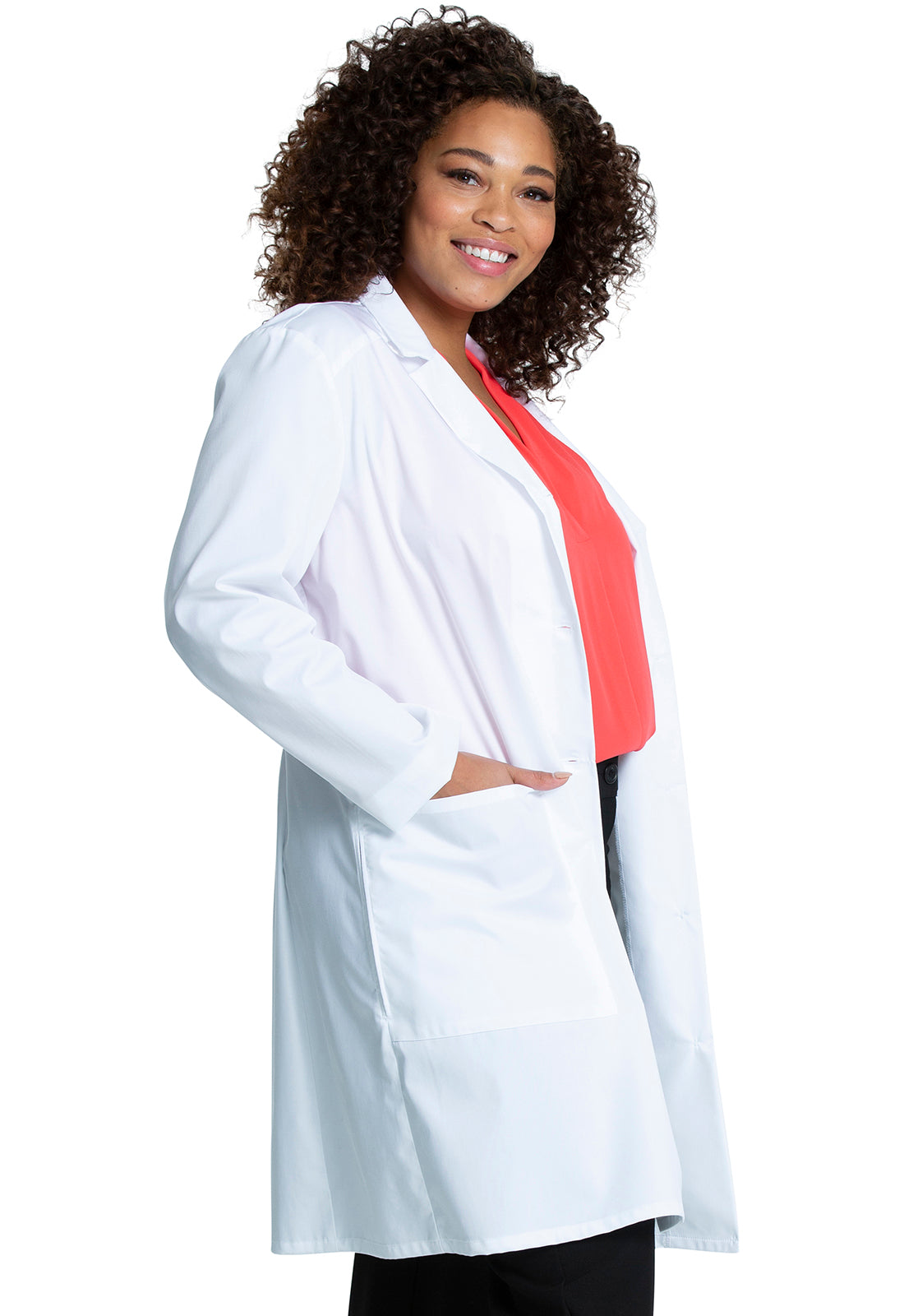 37" laboratoriumjas met prinsessennaden en mechanische stretch CKE421