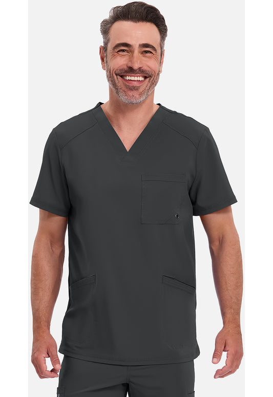 Heren T-shirt met V-hals met ribgebreide panelen en 360° stretch CKE900A