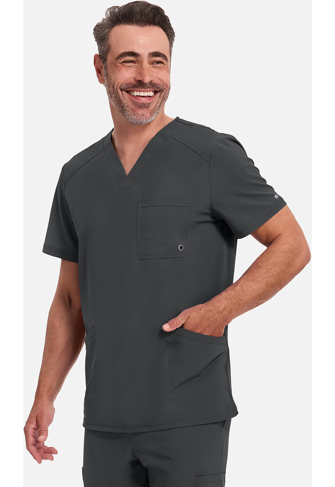 Heren T-shirt met V-hals met ribgebreide panelen en 360° stretch CKE900A