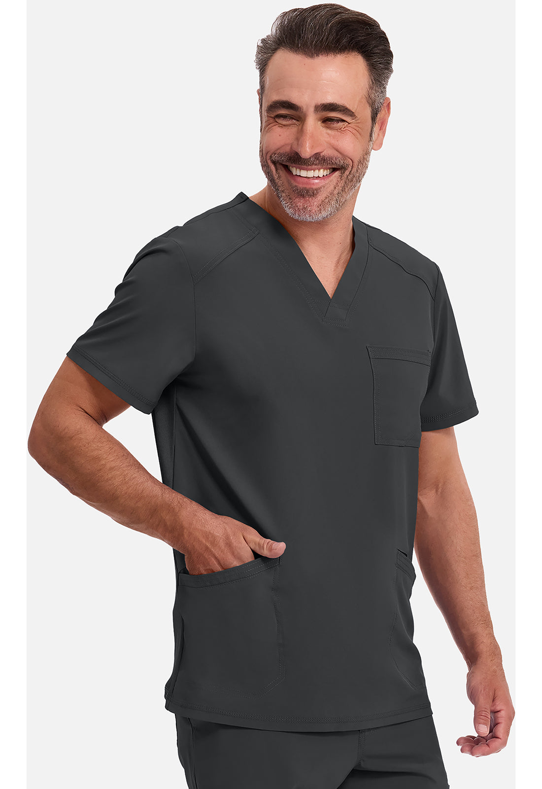 Heren T-shirt met V-hals met ribgebreide panelen en 360° stretch CKE900A