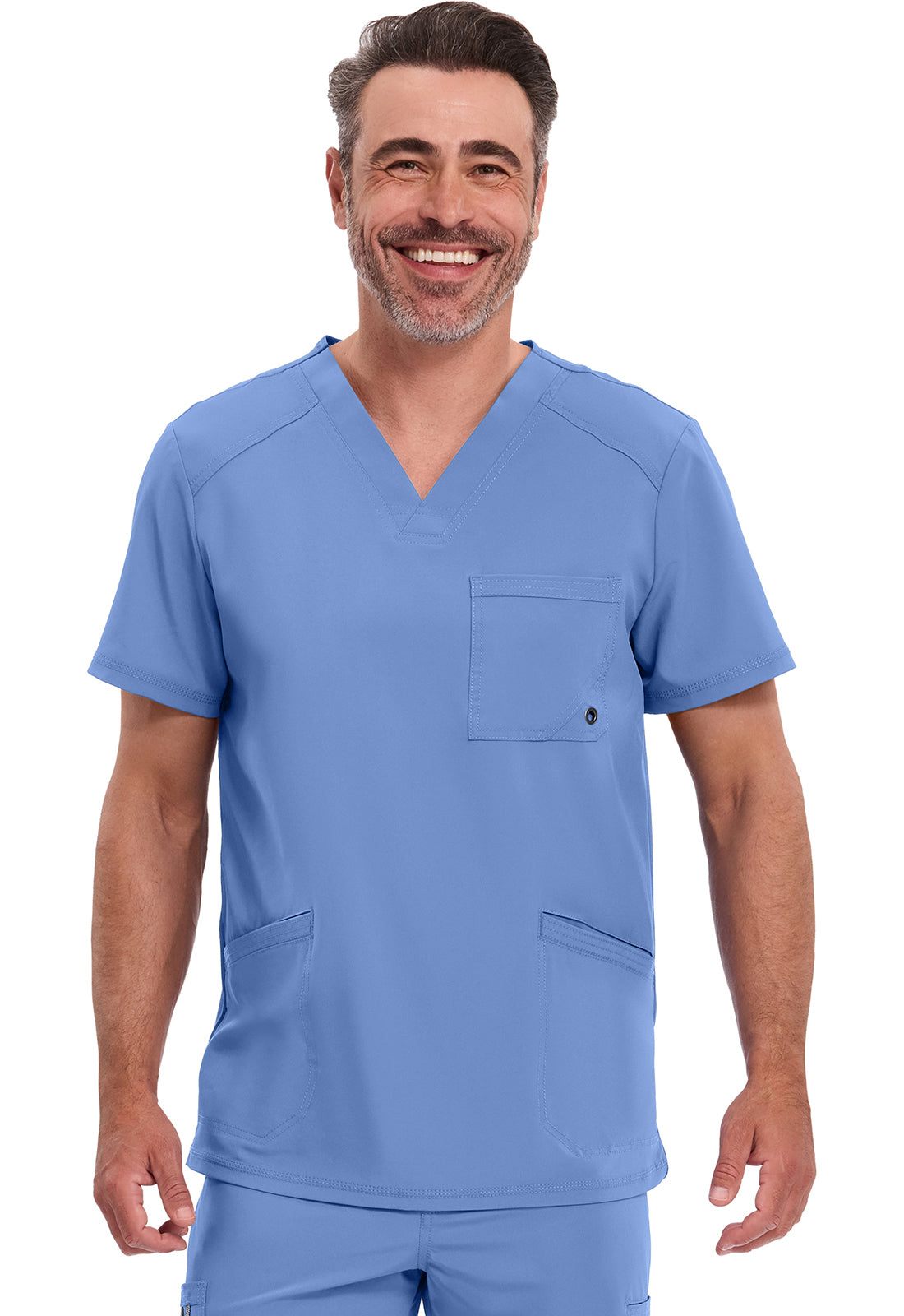 Heren T-shirt met V-hals met ribgebreide panelen en 360° stretch CKE900A