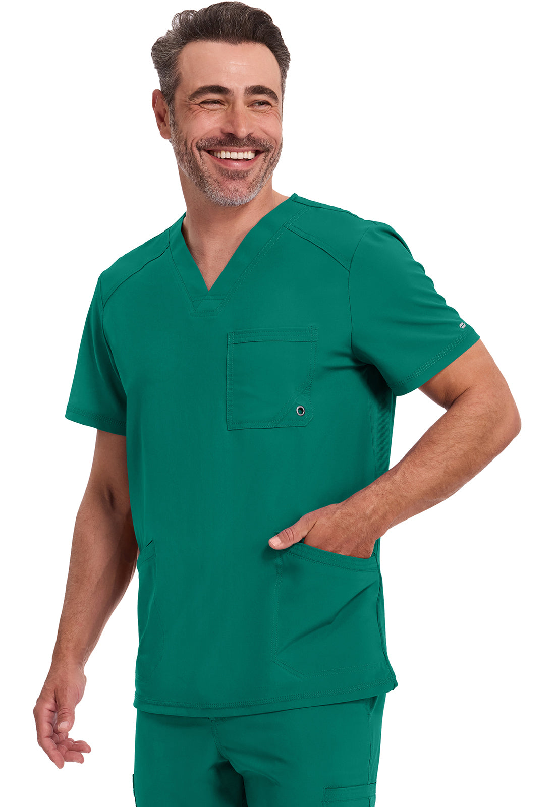 Heren T-shirt met V-hals met ribgebreide panelen en 360° stretch CKE900A