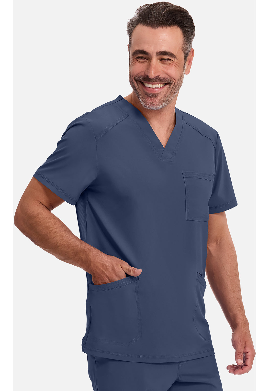 Heren T-shirt met V-hals met ribgebreide panelen en 360° stretch CKE900A