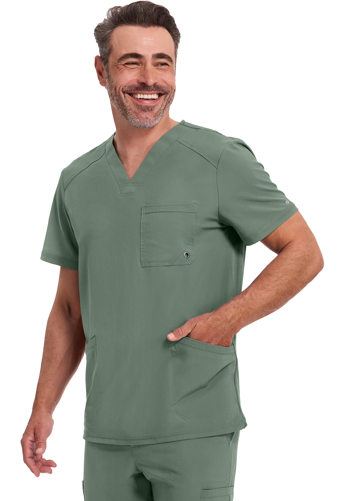 Heren T-shirt met V-hals met ribgebreide panelen en 360° stretch CKE900A