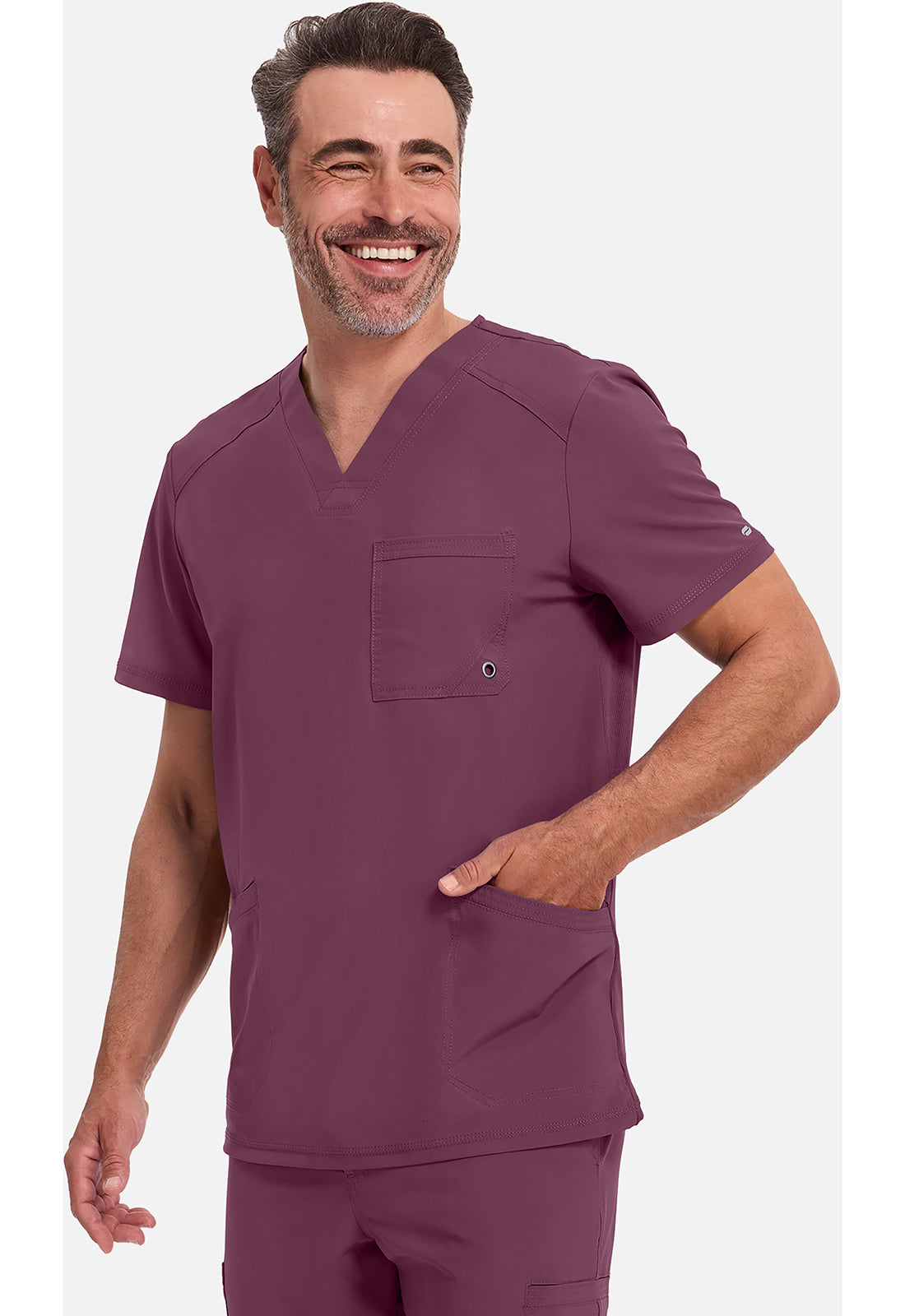 Heren T-shirt met V-hals met ribgebreide panelen en 360° stretch CKE900A