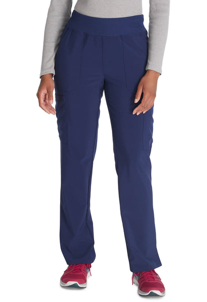 Pull-on broek met normale taille en taps toelopende pijpen met elastische tailleband en 360° stretch