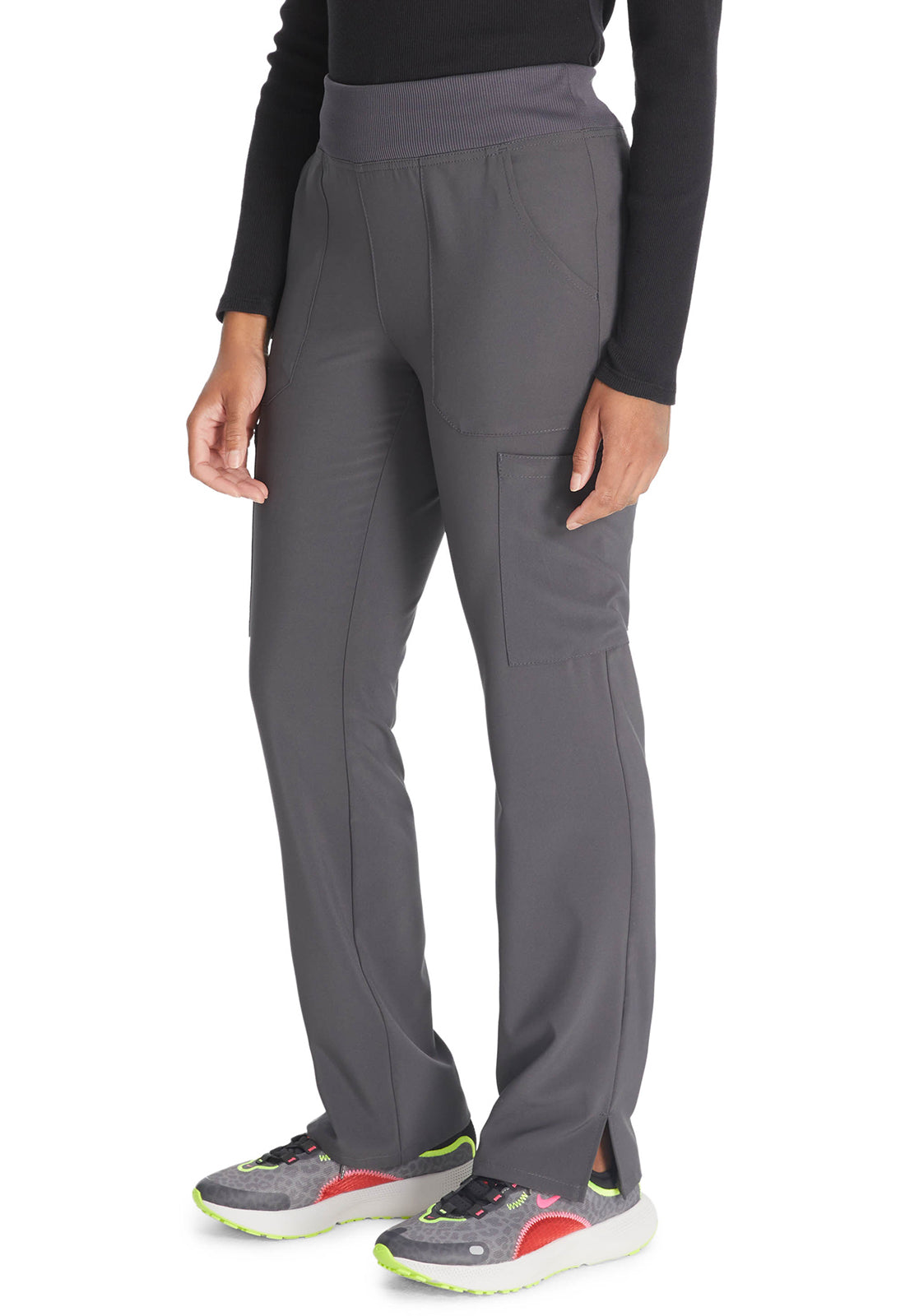 Pull-on broek met normale taille en taps toelopende pijpen met elastische tailleband en 360° stretch