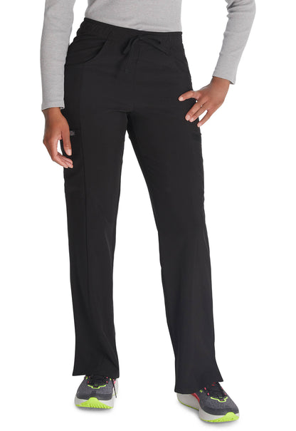 Middelhoge taille broek met rechte pijpen en trekkoord dames met 360° stretch en cargozakken DKE010