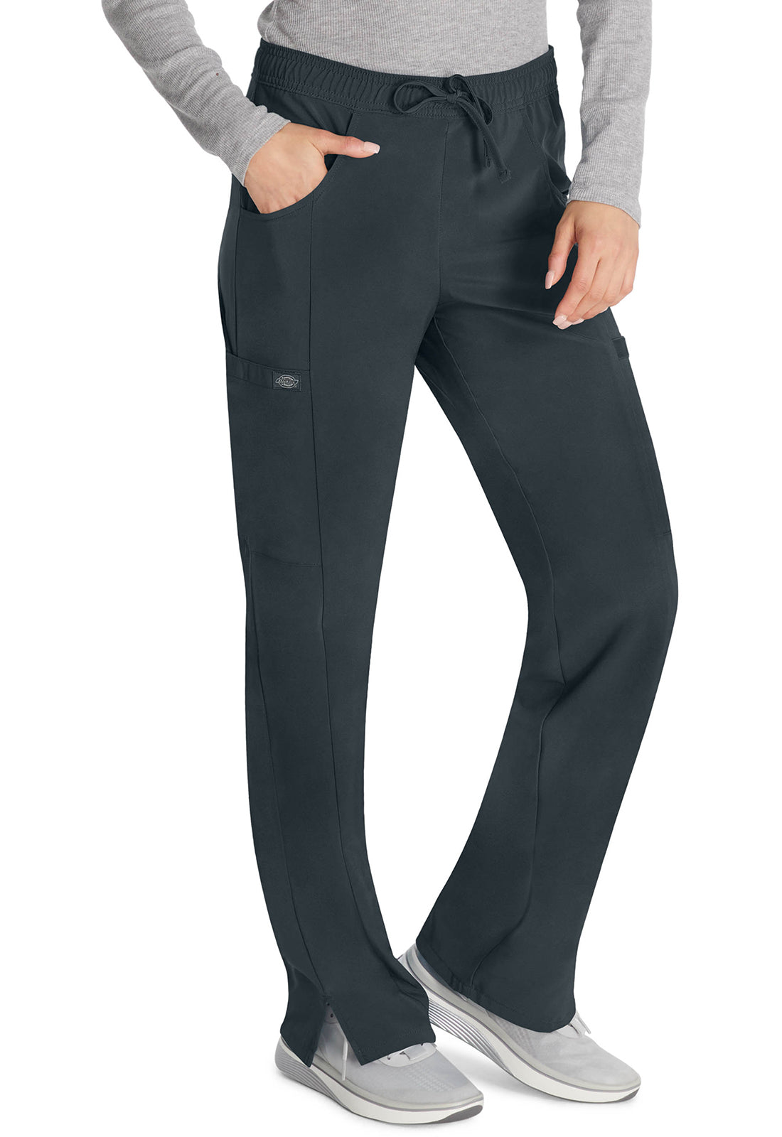 Middelhoge taille broek met rechte pijpen en trekkoord dames met 360° stretch en cargozakken DKE010