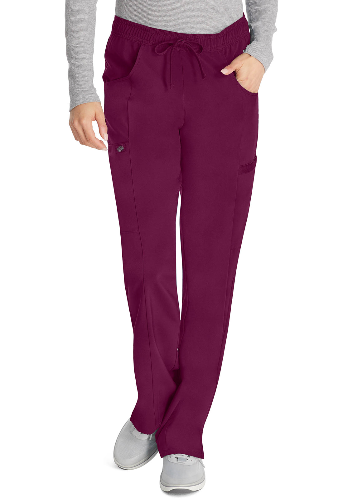 Middelhoge taille broek met rechte pijpen en trekkoord dames met 360° stretch en cargozakken DKE010