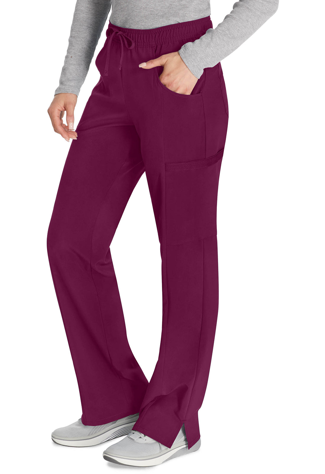 Middelhoge taille broek met rechte pijpen en trekkoord dames met 360° stretch en cargozakken DKE010