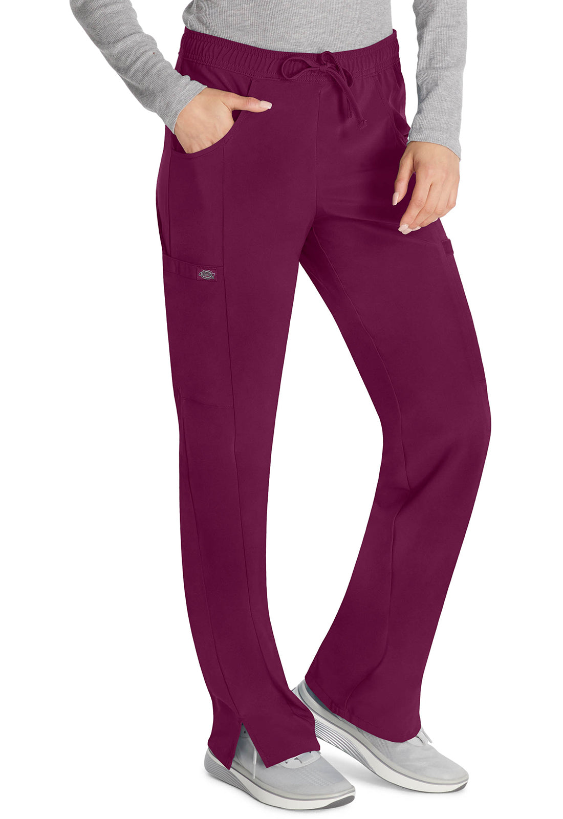 Middelhoge taille broek met rechte pijpen en trekkoord dames met 360° stretch en cargozakken DKE010