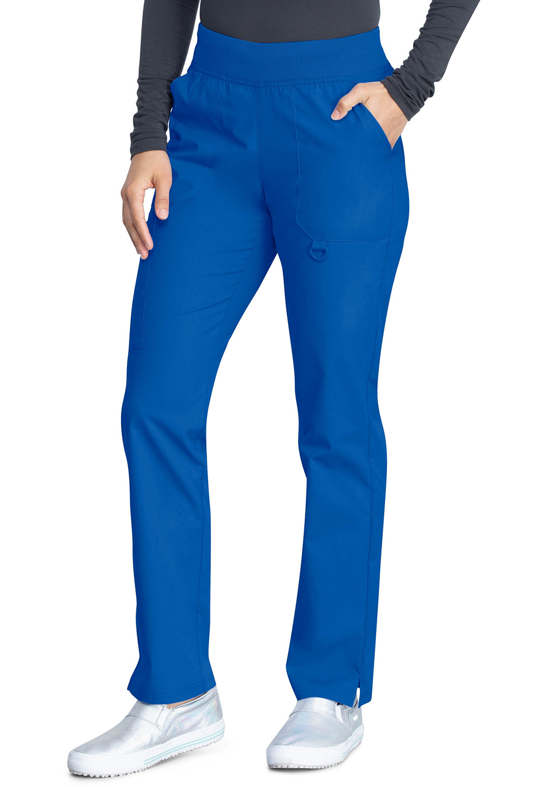 Pull-on broek met middelhoge taille en taps toelopende pijpen met elastische tailleband en cargozakken