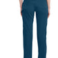 Mid-rise taps toelopende pull-on broek dames met elastische tailleband en stretchstof