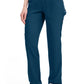 Mid-rise taps toelopende pull-on broek dames met elastische tailleband en stretchstof