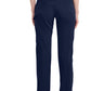 Mid-rise taps toelopende pull-on broek dames met elastische tailleband en stretchstof