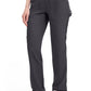 Mid-rise taps toelopende pull-on broek dames met elastische tailleband en stretchstof