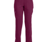 Mid-rise taps toelopende pull-on broek dames met elastische tailleband en stretchstof