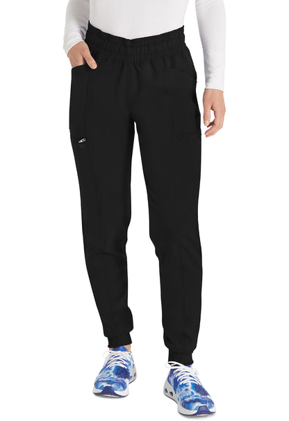 Joggingbroek met trekkoord met taps toelopende pijpen en ribgebreide manchetten
