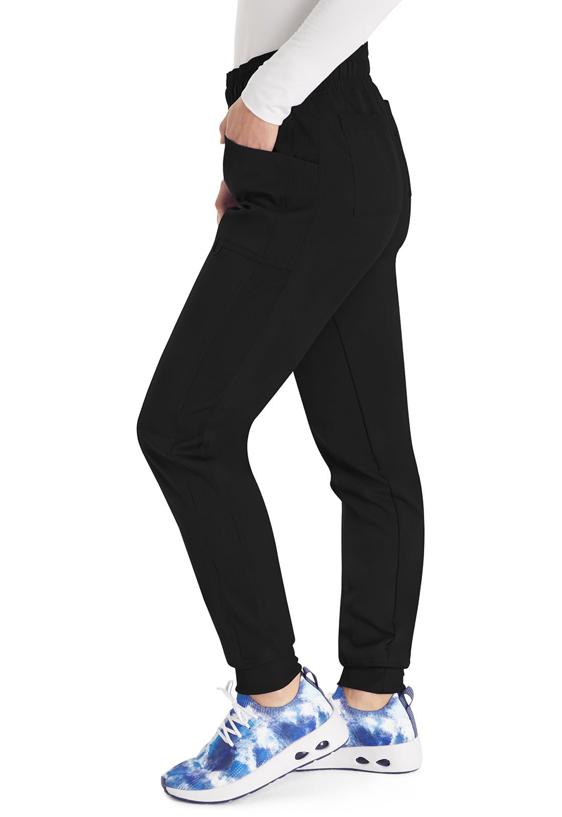 Joggingbroek met trekkoord met taps toelopende pijpen en ribgebreide manchetten