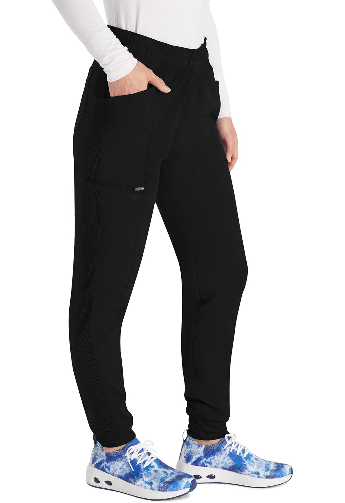Joggingbroek met trekkoord met taps toelopende pijpen en ribgebreide manchetten