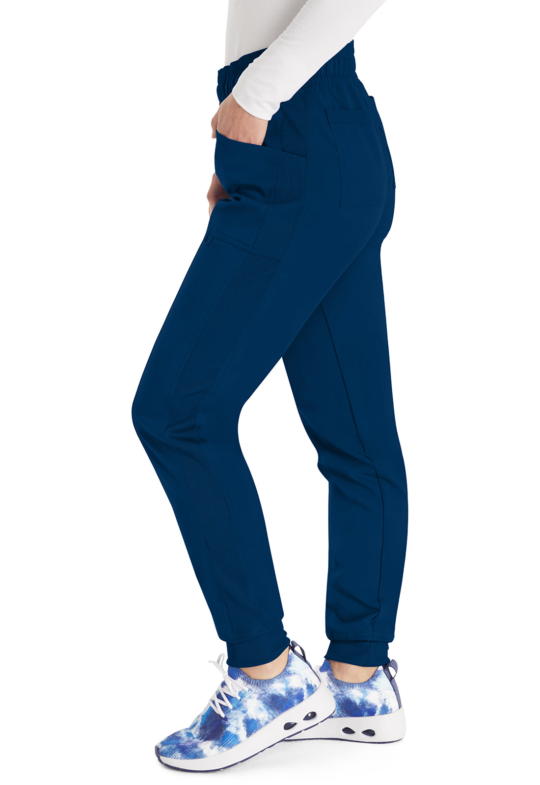 Joggingbroek met trekkoord met taps toelopende pijpen en ribgebreide manchetten