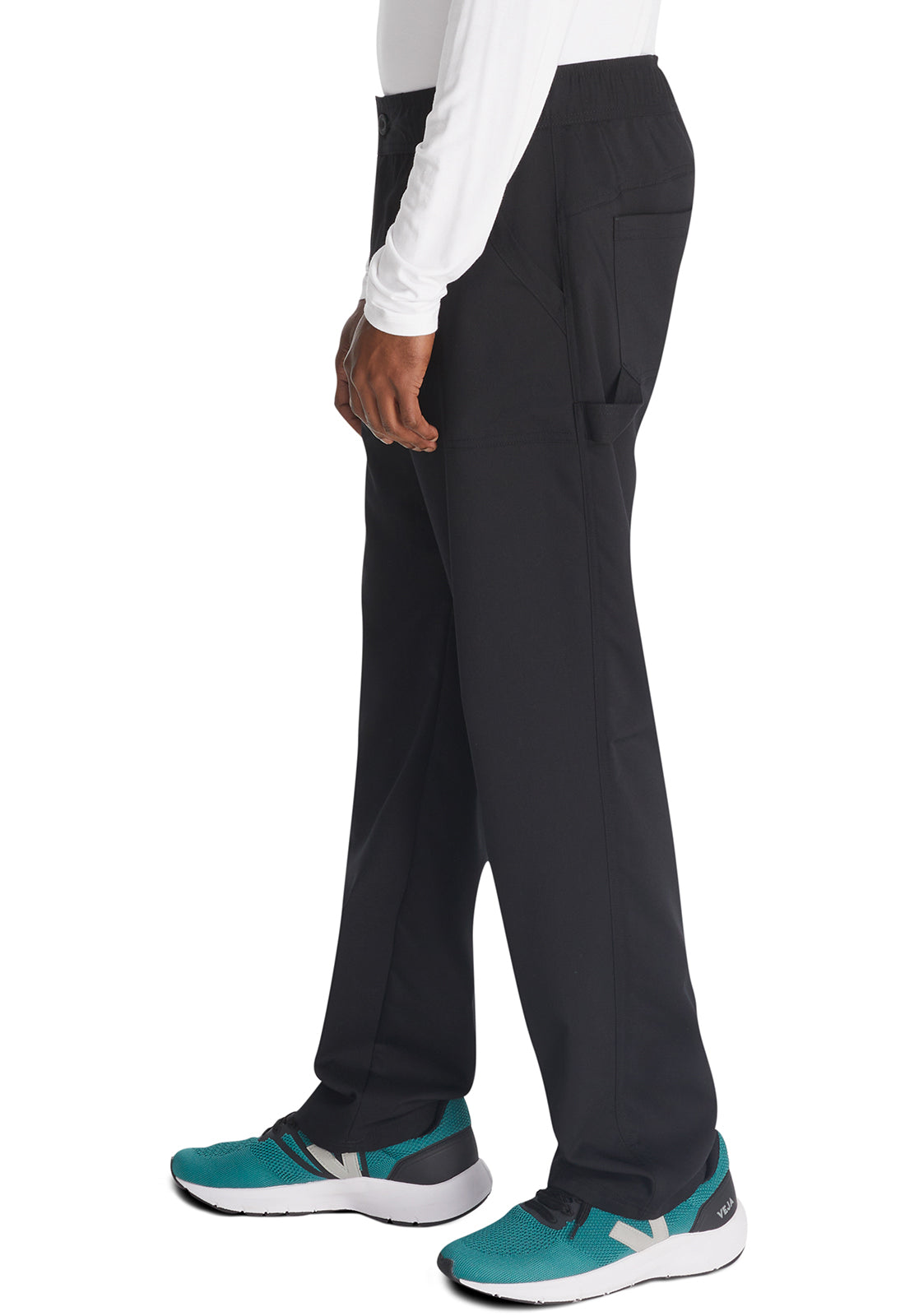 Herenbroek met middelhoge taille en rechte pijpen met elastische tailleband en 2-way stretch