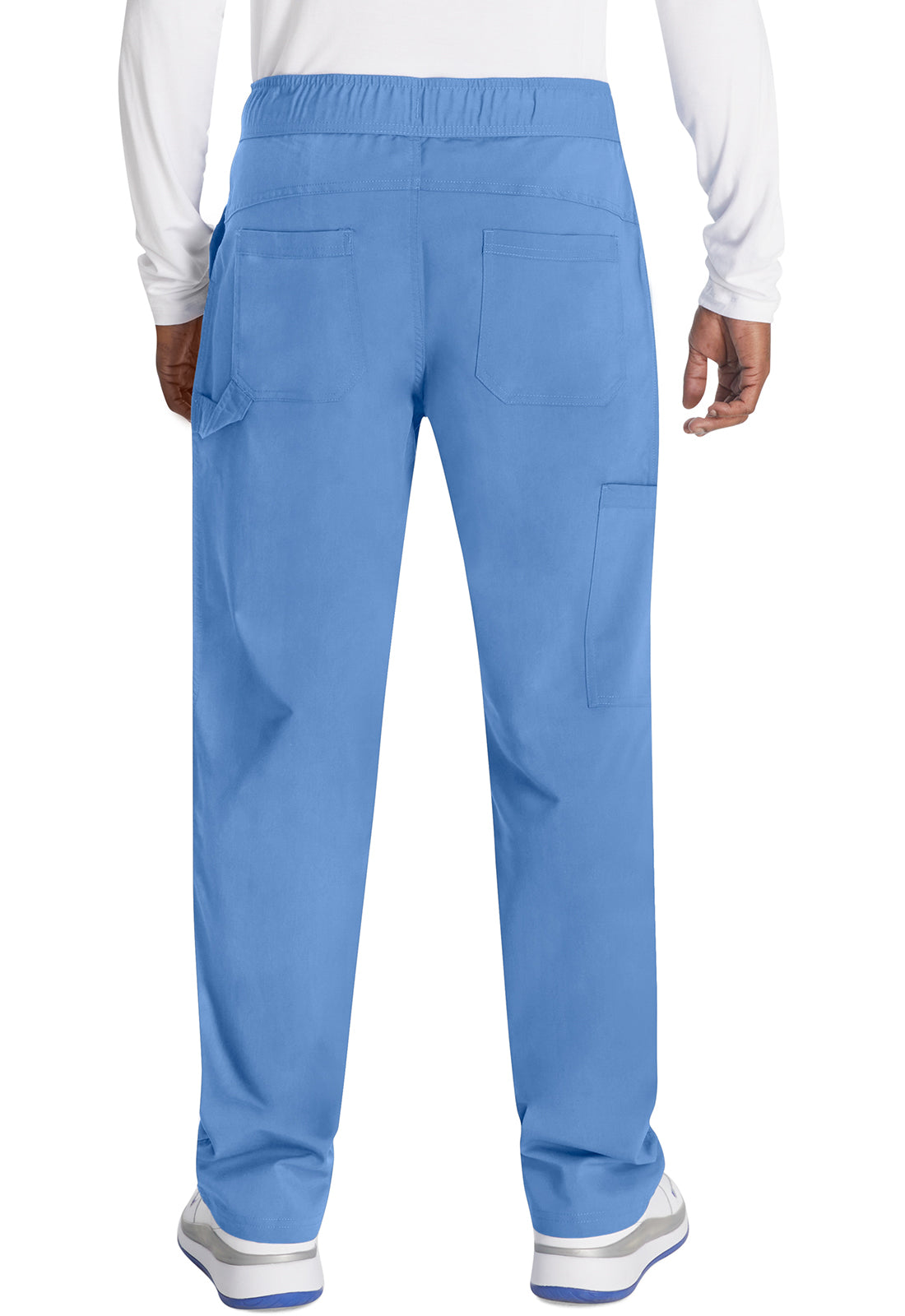 Herenbroek met middelhoge taille en rechte pijpen met elastische tailleband en 2-way stretch