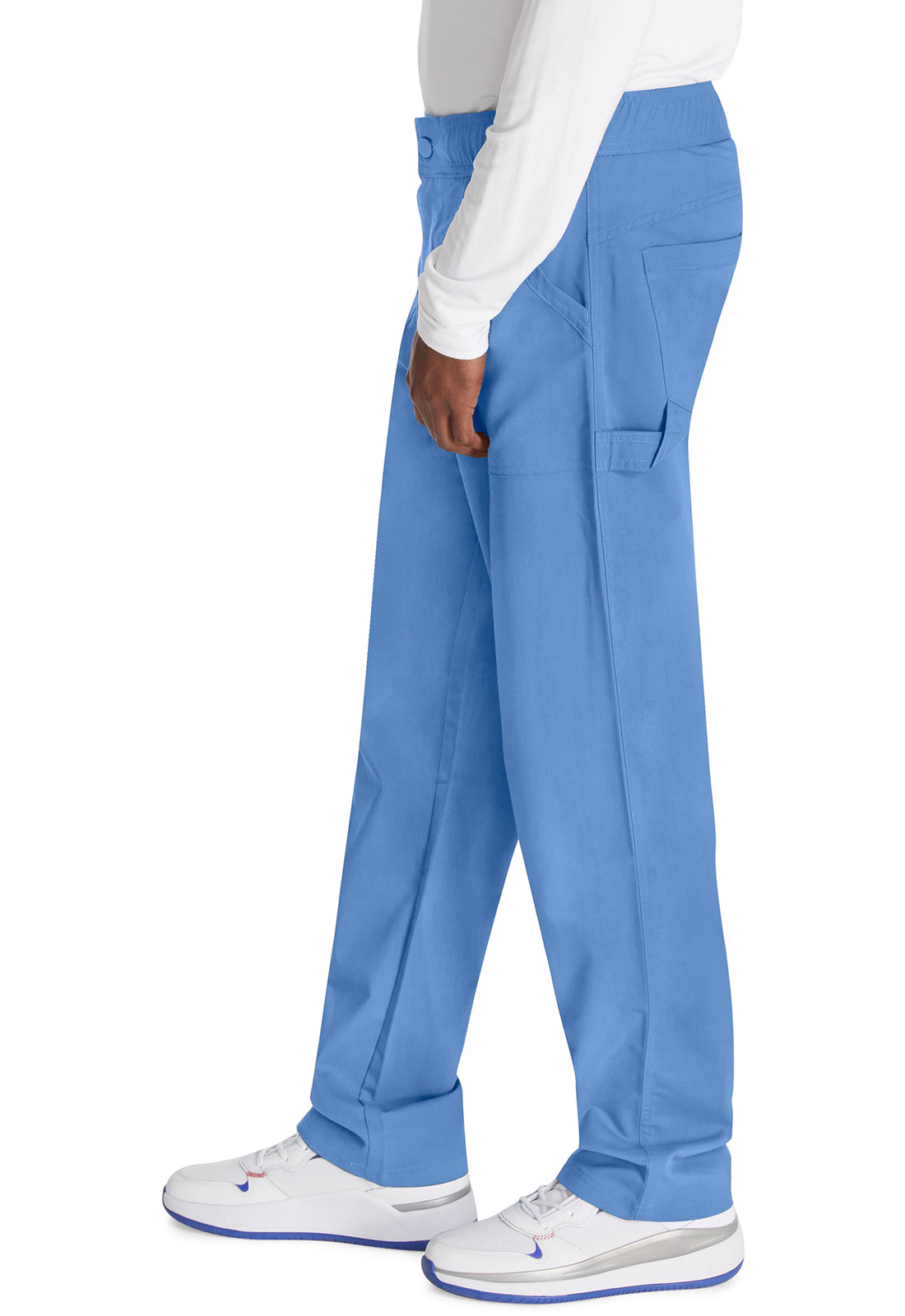 Herenbroek met middelhoge taille en rechte pijpen met elastische tailleband en 2-way stretch